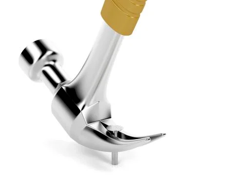 Claw hammer pulling a nail Illustrazione stock
