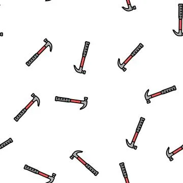 Claw hammer tool vector seamless pattern Stock Illustration