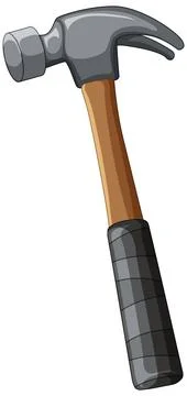 Claw Hammer Vector Illustration with Wood Handle and Metal Head Illustration