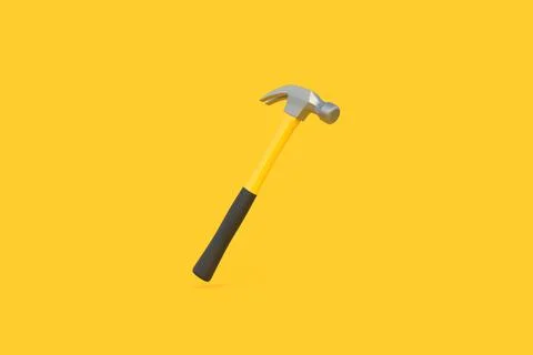 Claw hammer with yellow plastic handle isolated on yellow background Stock Illustration