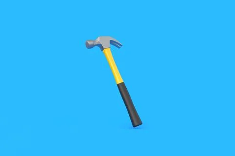 Claw hammer with yellow plastic handle isolated on yellow background Stock Illustration