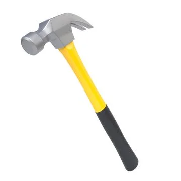 Claw hammer with yellow plastic handle isolated on white background 스톡 일러스트