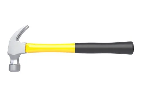 Claw hammer with yellow plastic handle isolated on white background Stock Illustration