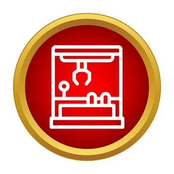 Claw machine arcade game flat line icon Stock Illustration