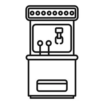 Claw machine arcade game grabber line art icon Stock Illustration