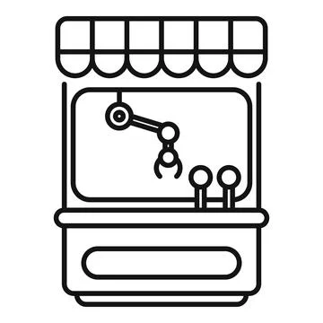 Claw machine arcade game line art icon Stock Illustration