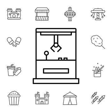 Claw machine flat vector icon in amusement pack Stock Illustration