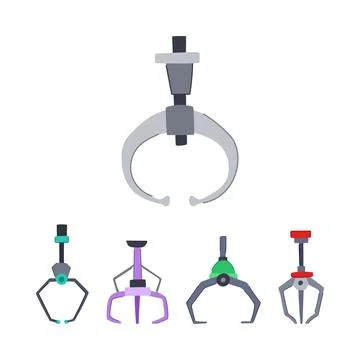 Claw machine grabber set capturing arcade entertainment prizes Stock Illustration