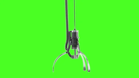 Claw machine grabbers hanging on something isolated on a white Stock Footage 302902561