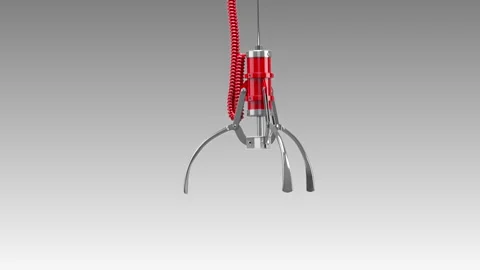 Claw machine grabbers hanging on something isolated on white Stock Footage 304230827