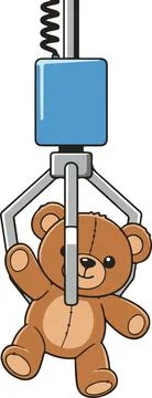 Claw machine with teddy bear, minimal simple vector illustration Stock Illustration