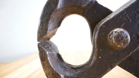 The claw of the old big pliers as seen on a closer look Stock Footage 135697858