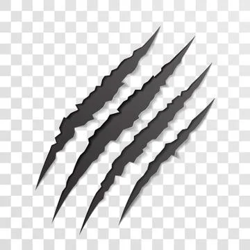 Claw scratch mark. Torn scrape trace of beast Stock Illustration
