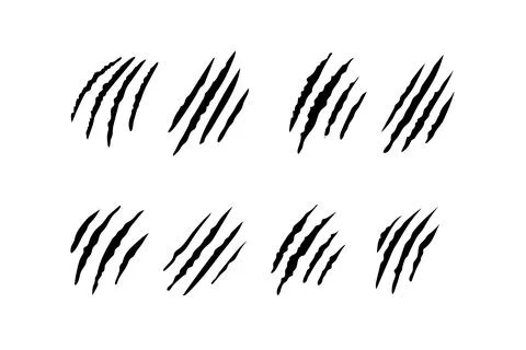 Claws scratches icons vector set. Claw marks. Hand drawn Animal's claws scratch Stock Illustration