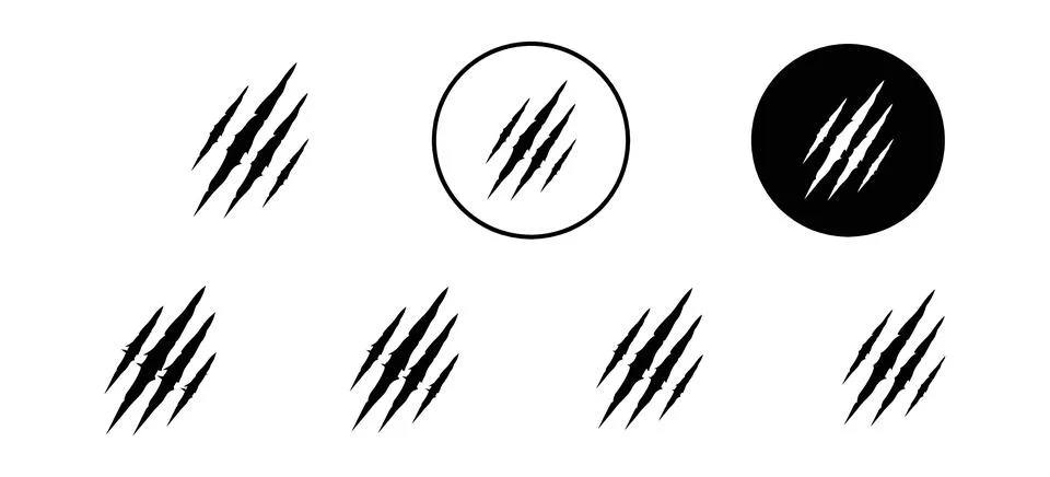 Claws scratches vector icon set collection. Claws scratches Outline flat Icon Stock Illustration