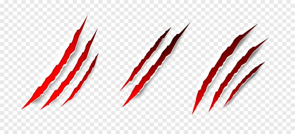 Claws scratches - vector isolated. Claws scratches animal claw tracks cat or Stock Illustration