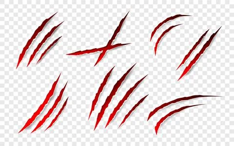 Claws scratches - vector isolated. Claws scratches animal claw tracks cat or Stock Illustration
