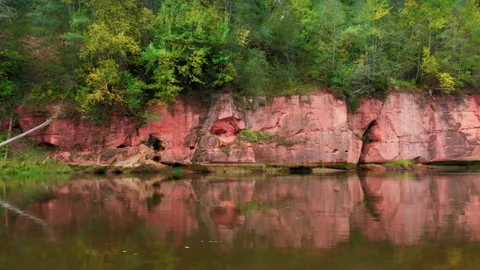 Clay bank by the river Stock Footage 142095750