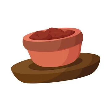 Clay bowl with beans. Vector Stock Illustration