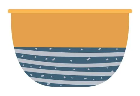 Clay Bowl Ceramic Dishware, Pattern of Blue Color Stock Illustration