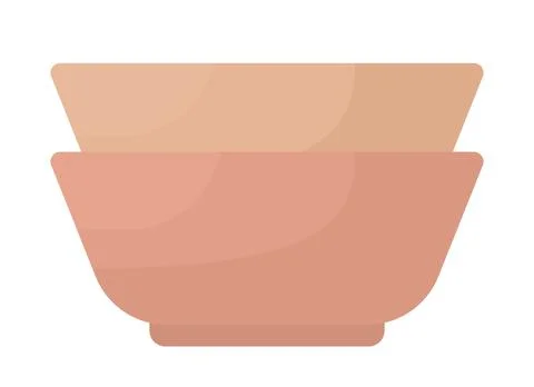 Clay bowls stack semi flat color vector object Stock Illustration