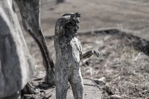 Clay boy in the form of a monument Stock Photos