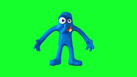 Clay Boy pointing to the side. Claymation. Greenscreen Stock Footage 95670807