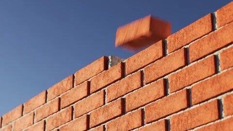 Clay brick wall being build. Video stock 85931914