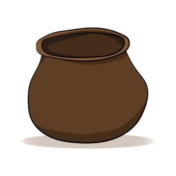 Clay brown pot on a white background. Vector illustration. Hand drawing Stock Illustration