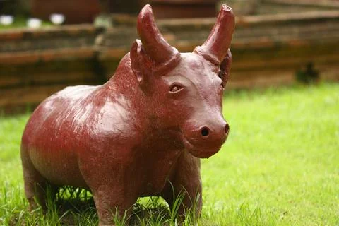 Clay buffalo statue Stock Photos