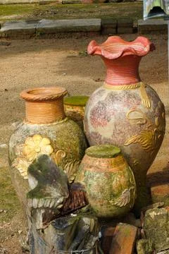 Clay ceramic pots Stock Photos