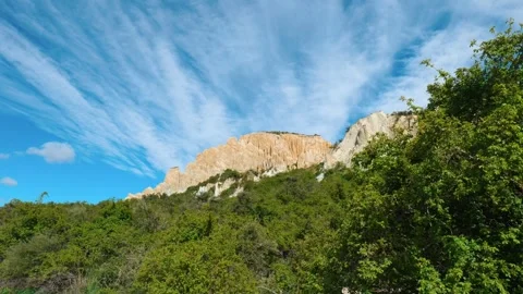 Clay Cliffs with bush in front Stock Footage 260850254
