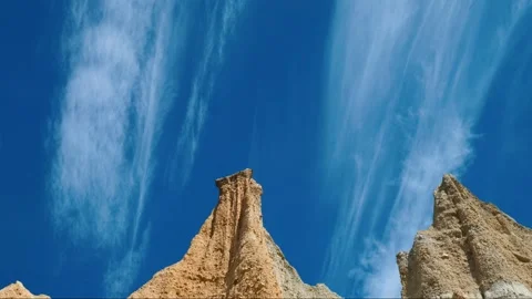 Clay cliffs with clouds moving above Видео 260367316