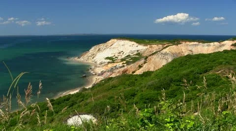 Clay cliffs Martha's Vineyard; 3 Stock Footage 12279043