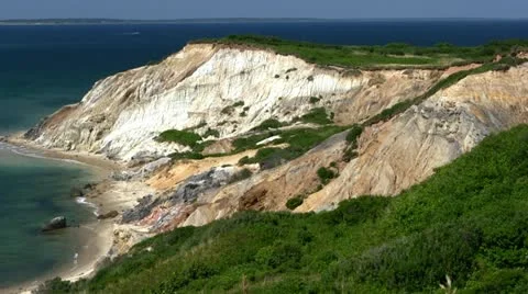 Clay cliffs Martha's Vineyard; 4 Stock Footage 12279086