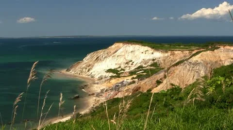 Clay cliffs Martha's Vineyard; 5 Stock Footage 12279343