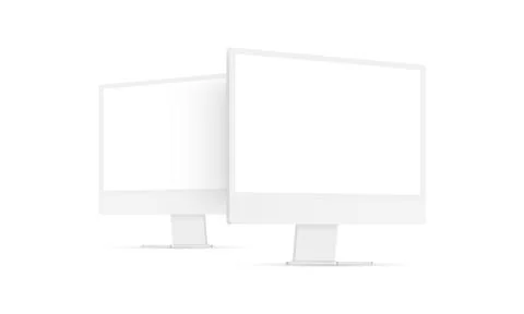 Clay Computer Monitors Mockups With Blank Screens Stock Illustration