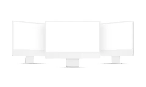 Clay Computer Monitors Mockups With Blank Screens Stock Illustration