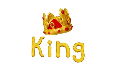 Clay Crown concept with title King. Stop-motion animation. Alpha matte Stock Footage 75209576