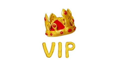 Clay Crown concept with title Vip. Stop-motion animation. Alpha matte Video stock 75209635