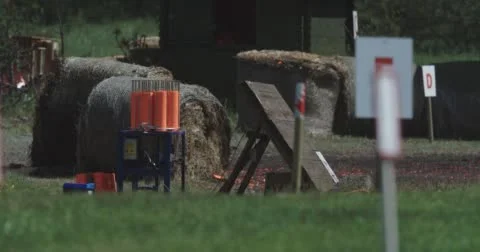 Clay Disk Thrower in Action Stock Footage 58952211