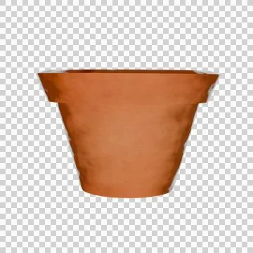 Clay flower pot isolated 3D watercolor style terracotta planter Stock Illustration
