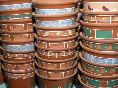 Clay flowerpots Stock Photos