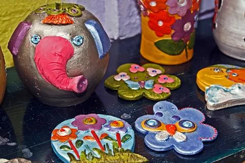 Clay forms painted 1 Stock Photos