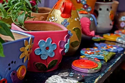 Clay forms painted 4 Stock Photos