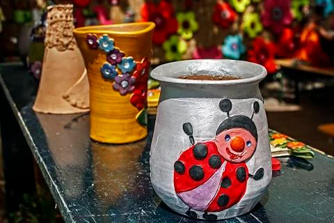 Clay forms painted 6 Stock Photos