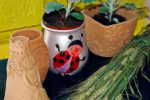 Clay forms painted 7 Stock Photos