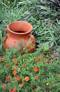 Clay garden pot Stock Photos