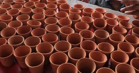 Clay Glasses in a tea stall Video stock 111805426