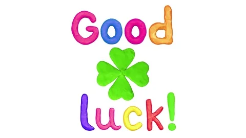 Clay Good luck and Clover four leaf. Alpha matte. 4K Stock Footage 72879295